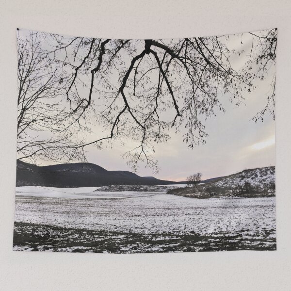 Item preview, Snowy landscape at dusk in Winter at Piliscsev, Hungary designed and sold by Istvan Ocztos.