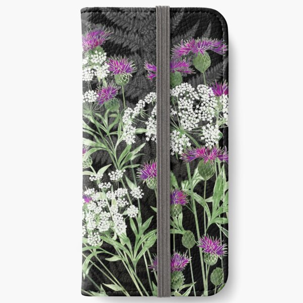 Wild Flowers - Knapweed, Ammi & Bracken Ferns iPhone Wallet