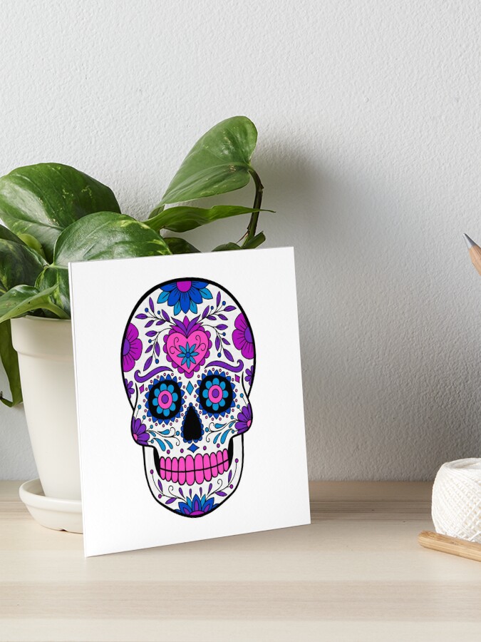 Calavera- Floral Sugar Skull Art Board Print for Sale by