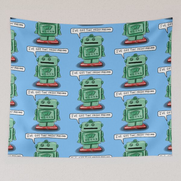 Item preview, Little Green Robot Has Got That Friday Feeling: daily doodle design designed and sold by Hannah's  Doodles.