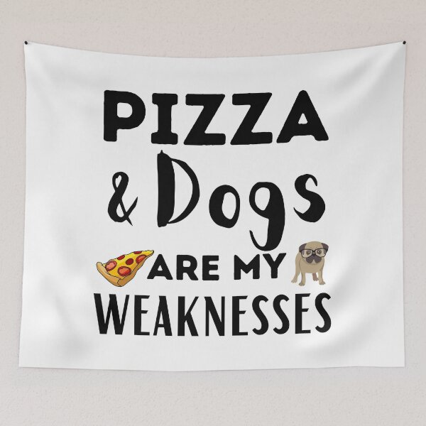 Artikelvorschau, Pizza und Hunde sind meine Schwächen lustiges Pizza-Hundezitat entworfen und verkauft von OneTimeEngineer.