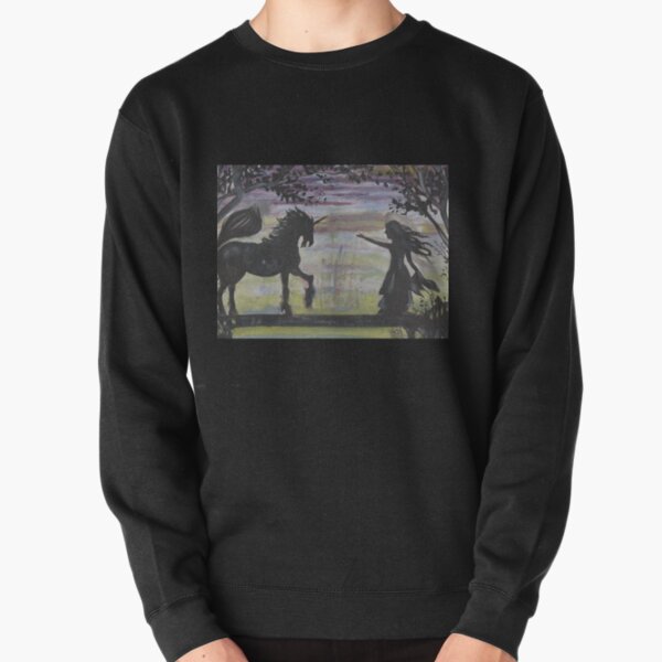 Unicorn and Girl Acrylic Painting Pullover Sweatshirt