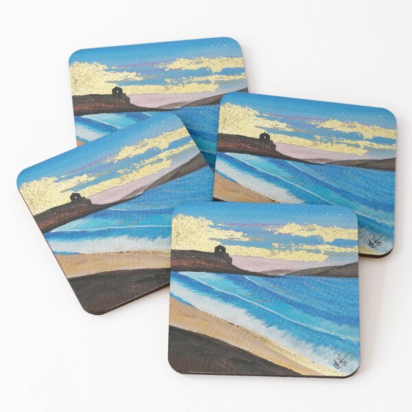 Item preview, Mussenden Temple and Castlerock beach with gold leaf detailing designed and sold by Clare Symington.