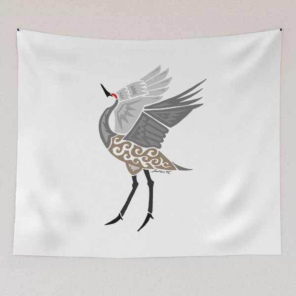 Artikelvorschau, Tanzen Sandhill Crane Tribal Design - Farbig entworfen und verkauft von KitayamaDesigns.