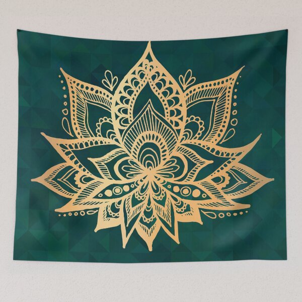 Item preview, Gold Lotus on Emerald Green designed and sold by Julie Erin Designs.