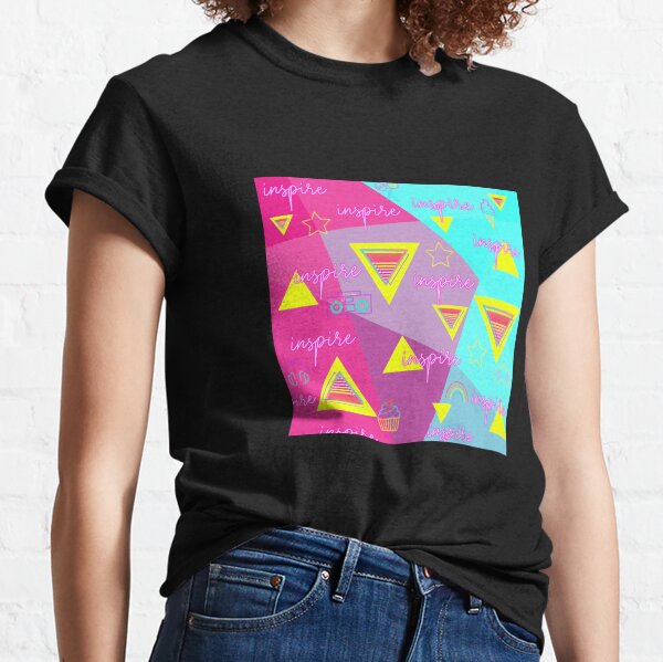 Neon pink and neon blue- Inspire designs with cute elements Classic T-Shirt
