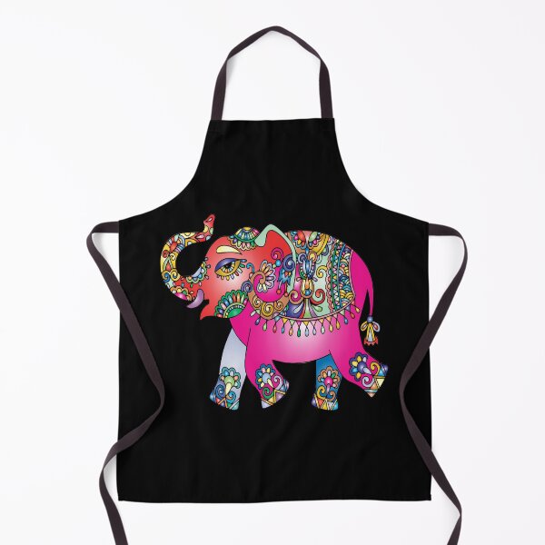 Item preview, Elephant in Multi-colors - Pink, Blue, Orange - on Black designed and sold by AlteredAtelier.