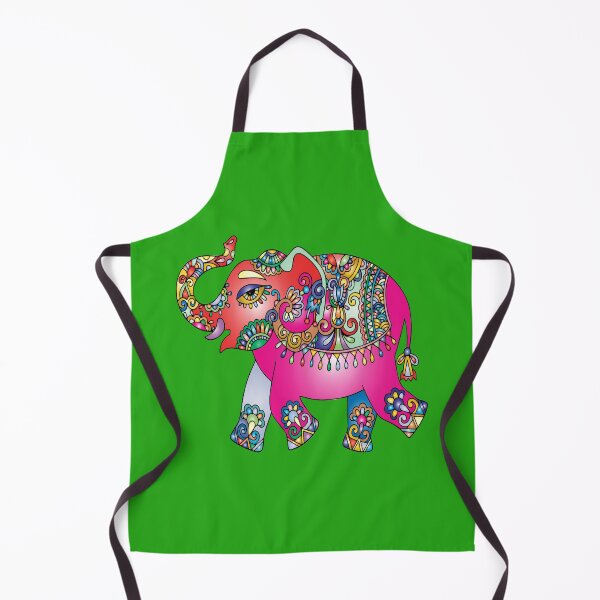 Item preview, Elephant in Multi-colors - Pink, Blue, Orange - on Green designed and sold by AlteredAtelier.