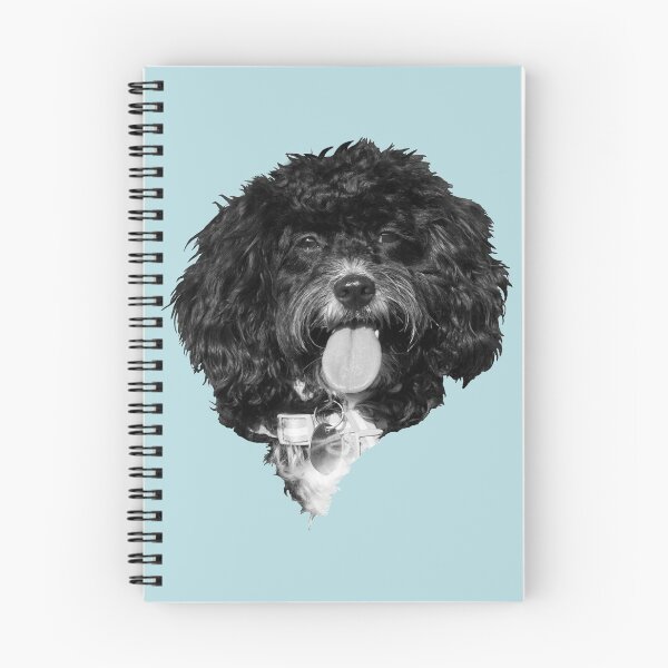 Artikelvorschau, Glücklicher Cavapoo-Welpe in Schwarz und Weiß entworfen und verkauft von Jane Stanley Photography.