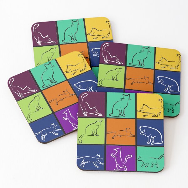 Item preview, Cat Square Pattern Color Block  designed and sold by Shopkittycat.