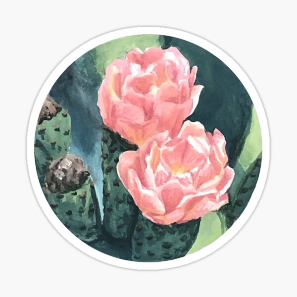 Aperçu de l'œuvre Peinture circulaire - Fleur de figue de barbarie créée et vendue par rachelhirst.