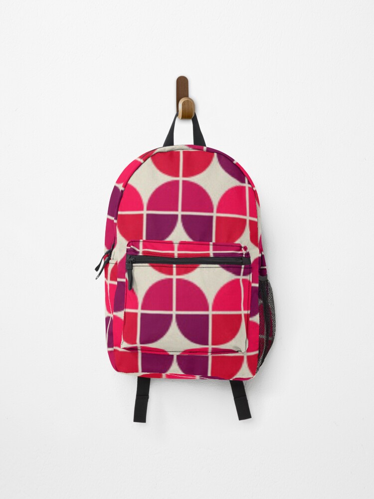 Thumbnail 1 of 3, Backpack, Funky 70's Retro Pattern In Reds and Pinks designed and sold by AMS-ART.