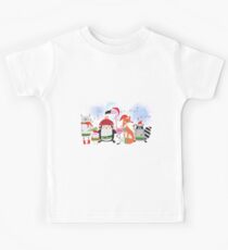 Silly Cartoon Animals Christmas Holiday Kids Tee