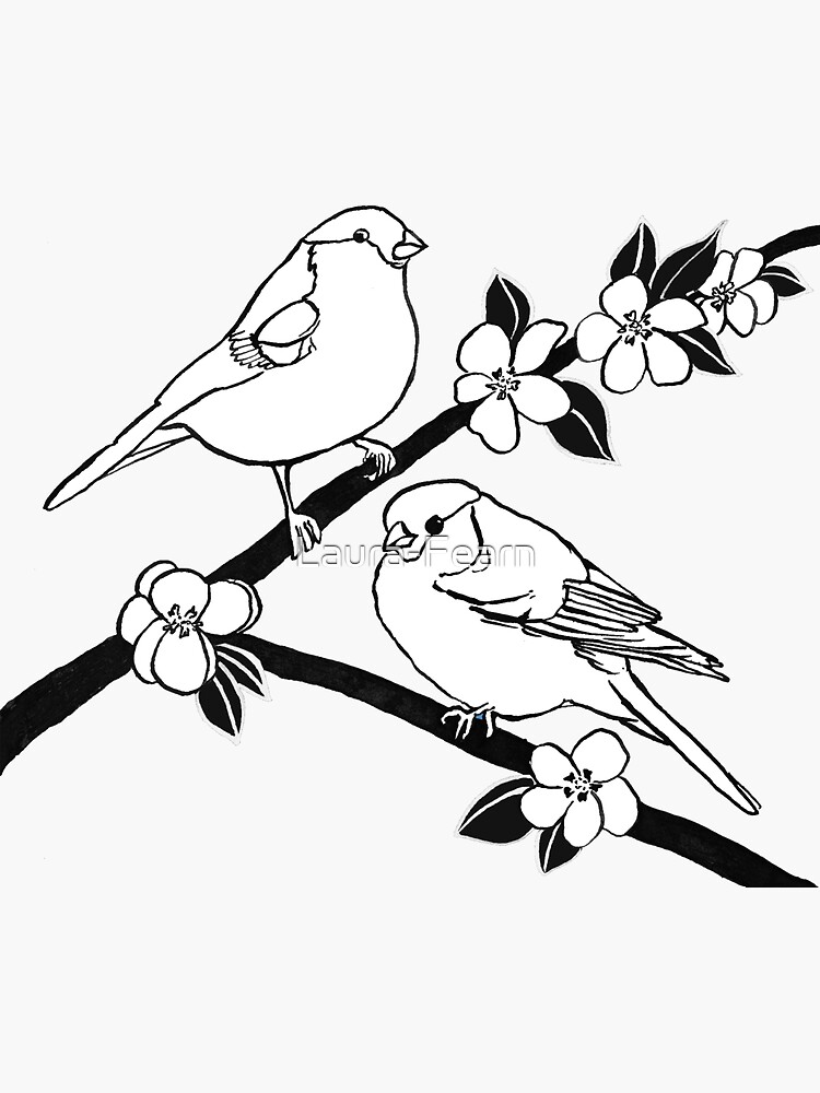 Bullfinches on Blossom by Laura-Fearn