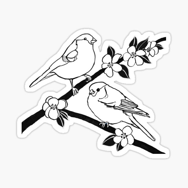 Bullfinches on Blossom Sticker