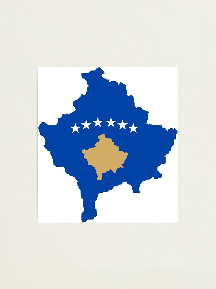 Fotodruck for Sale mit Flagge Karte von Kosovo von abbeyz71