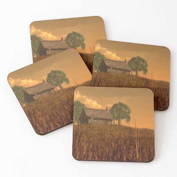 Item preview, Cabin and Field Under Red Skies  designed and sold by Daniel Eskridge.