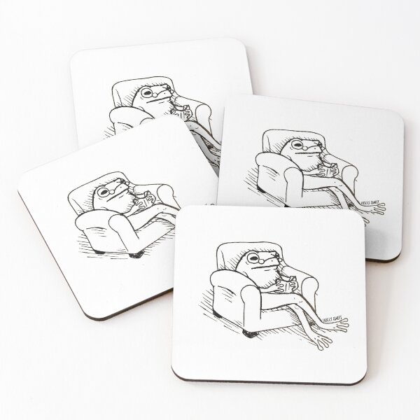 Item preview, Frog reading book in armchair ink design designed and sold by hollyisnotanart.