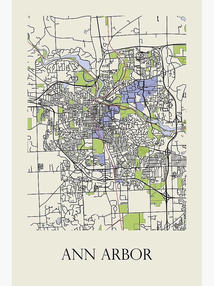 Map Of Ann Arbor Premium Matte Vertical Poster