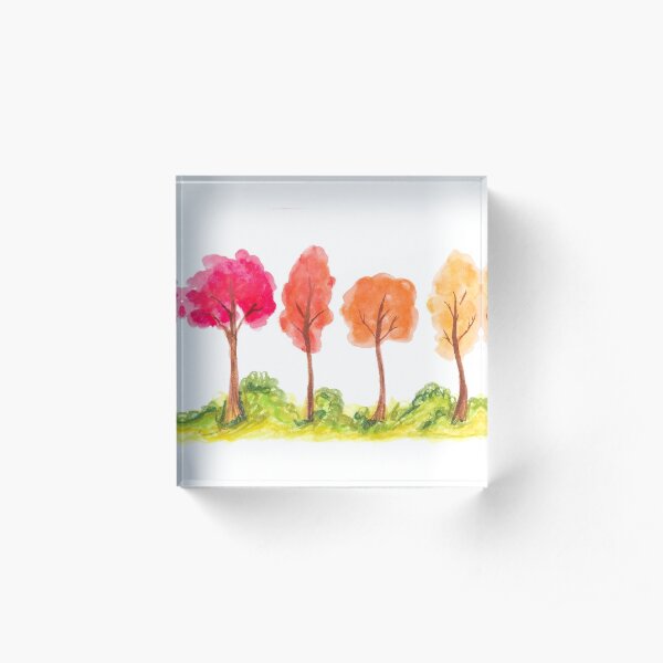 Watercolor Fall Trees Acrylic Block