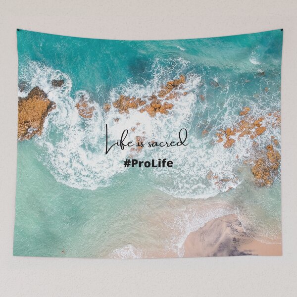 Item preview, Life Is Sacred #ProLife Beach Background designed and sold by ChristianCoding.