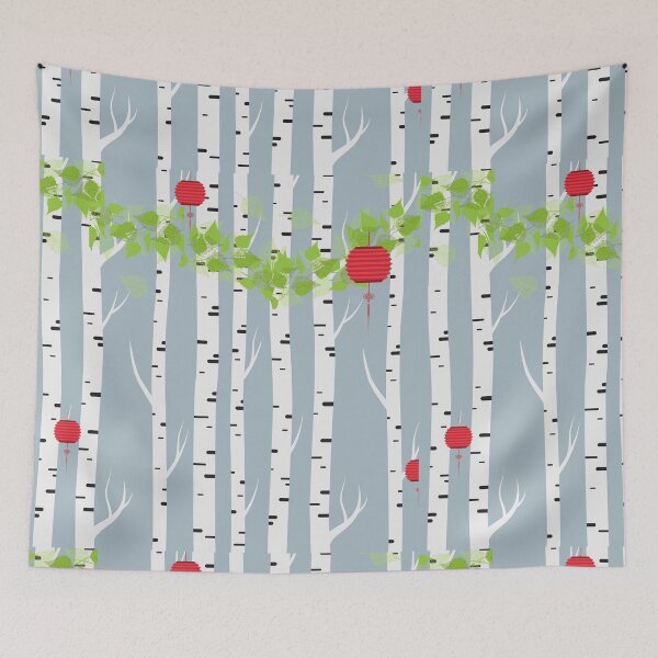 Item preview,  Birch Tree with Chinese Lanterns  designed and sold by aboniteblanc.