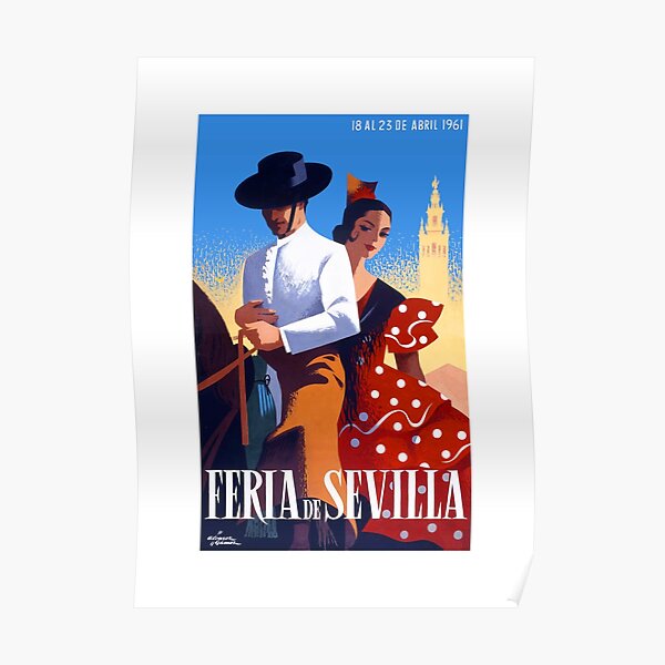 1961 SPAIN Feria De Sevilla Poster Poster