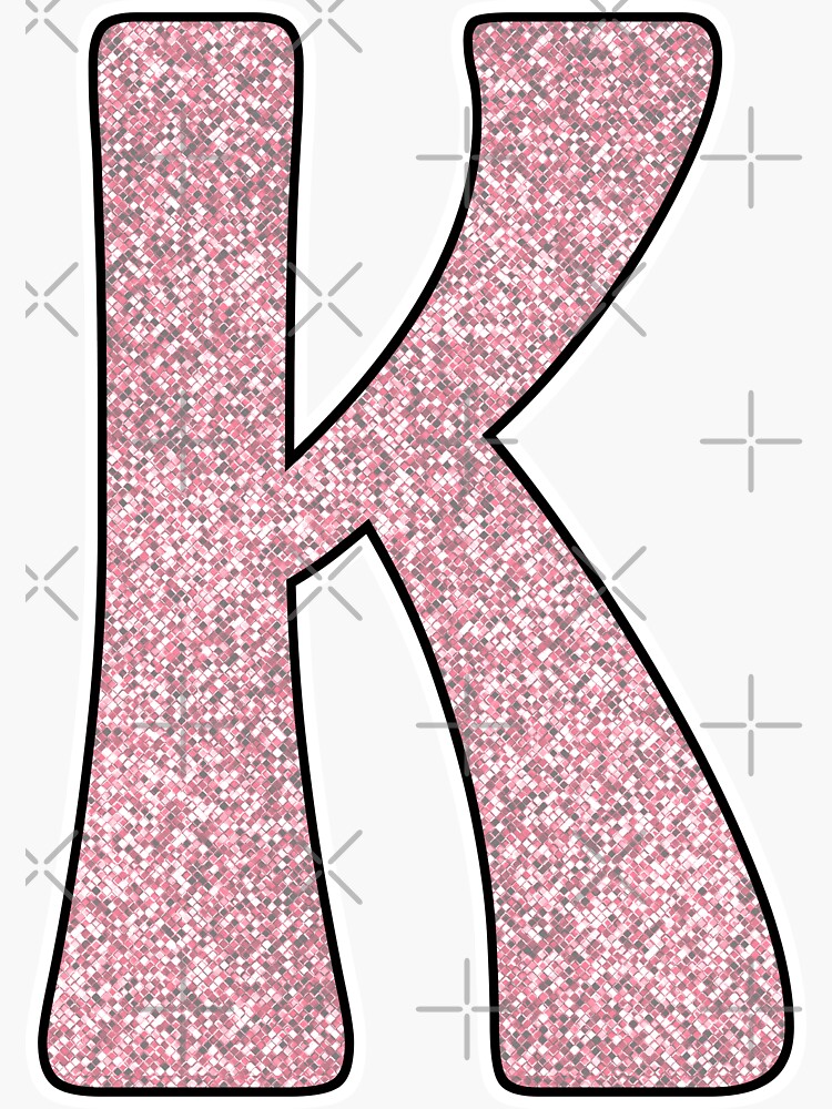 Pink Letter K Glitter Style Alphabet Initial Sticker For Sale By