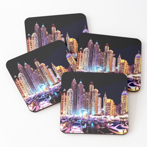 Item preview, Dubai Urban Night Lights Digital Painting - Pintura Digital designed and sold by RazzArt.