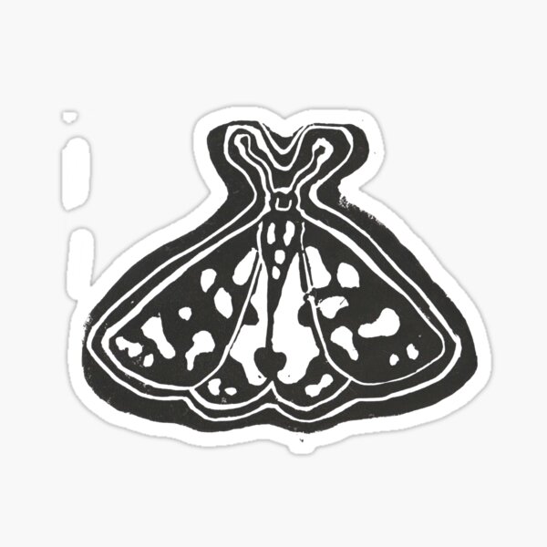 scarlet tiger moth linoprint sticker Sticker