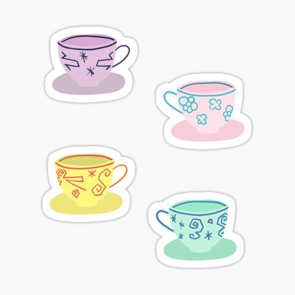 Alice Tea Cups Pack Sticker for Sale by designbykaitlin