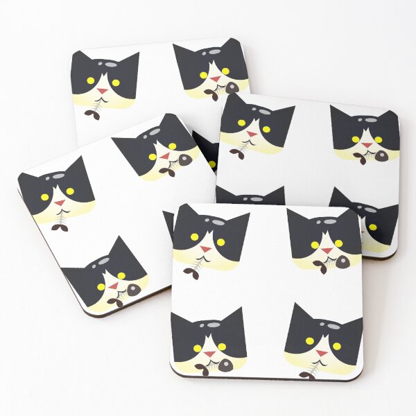 Item preview, Black and White cat eating a fish bone designed and sold by ArtofArvinP.