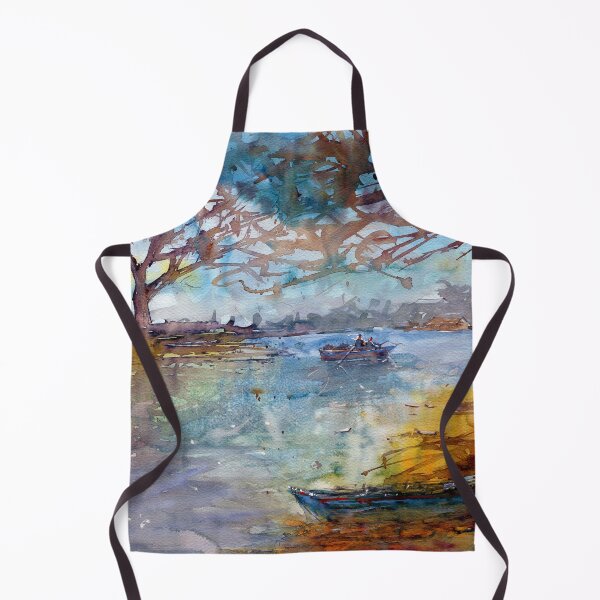 Item preview, Impressionist Boat and River Landscape in Watercolor designed and sold by darrenyeoart.