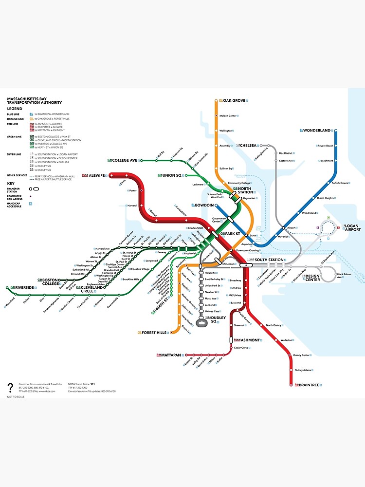 MBTA Map Shower Curtain 2022 Map