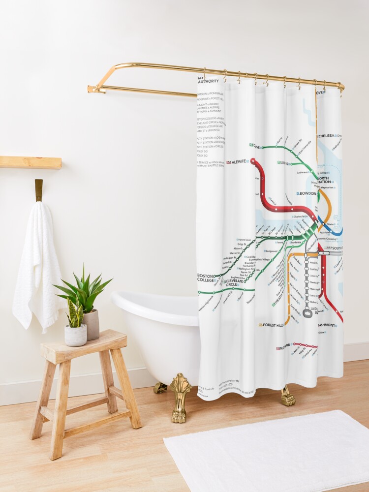 MBTA Map Shower Curtain 2022 Map