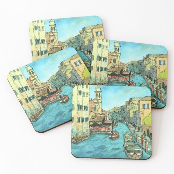 Item preview, Venice - Canal and Buildings in Ink and Watercolor designed and sold by darrenyeoart.