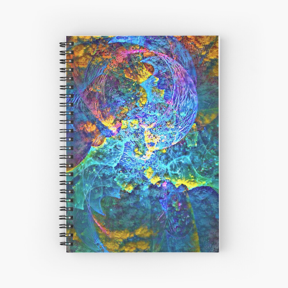 Deepdream marine floral fractalize space abstraction Spiral Notebook