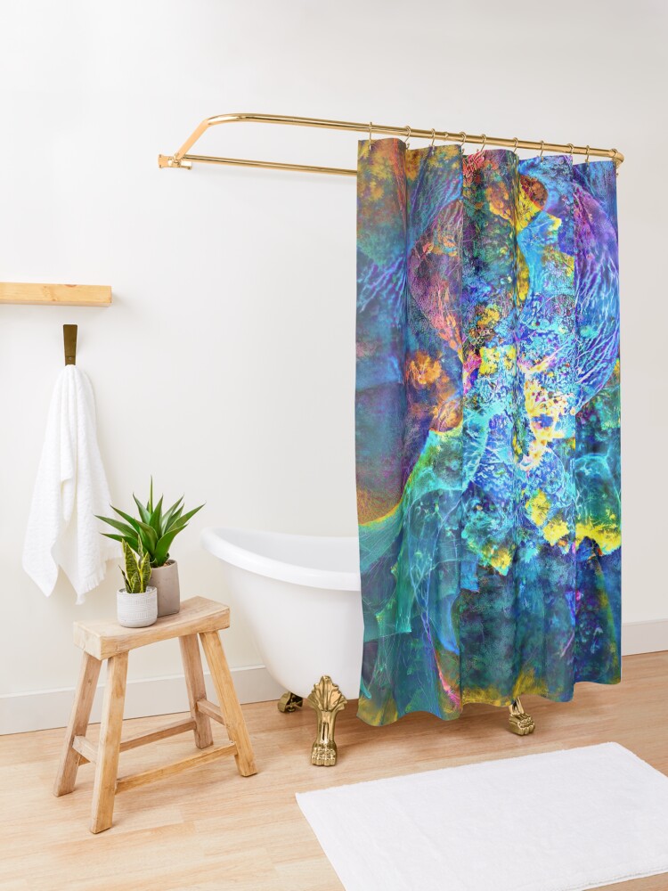 Alternate view of Deepdream marine floral fractalize space abstraction Shower Curtain