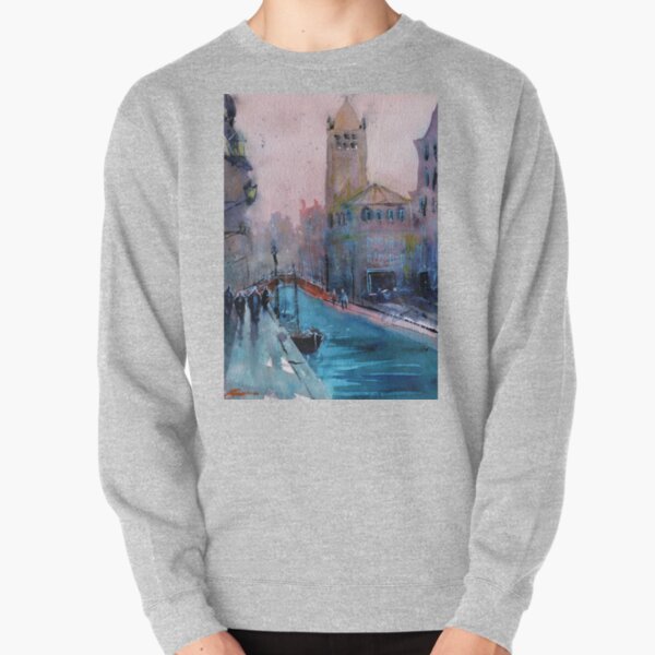 Venice - Boats and Buildings (Campo San Barnaba) in Watercolor Pullover Sweatshirt