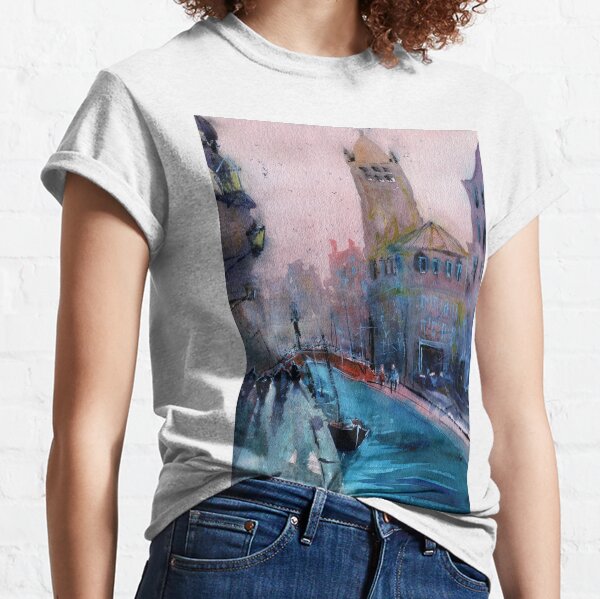 Venice - Boats and Buildings (Campo San Barnaba) in Watercolor Classic T-Shirt