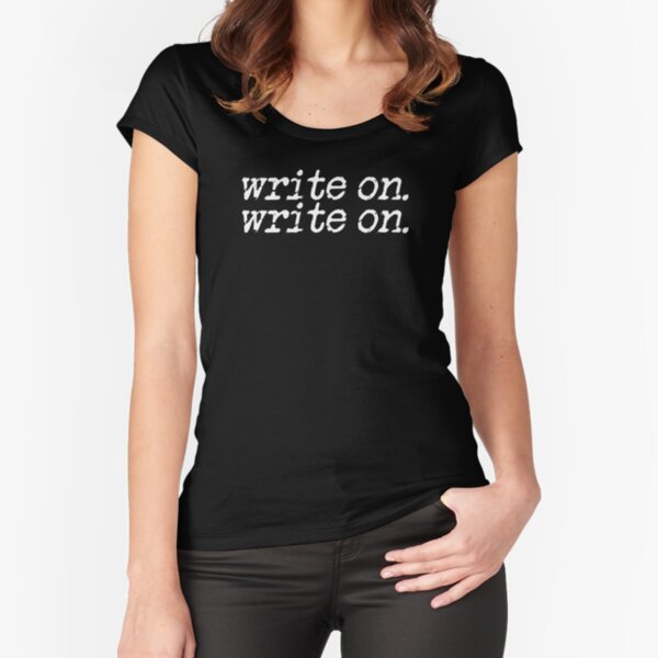 womens white t shirt with black writing