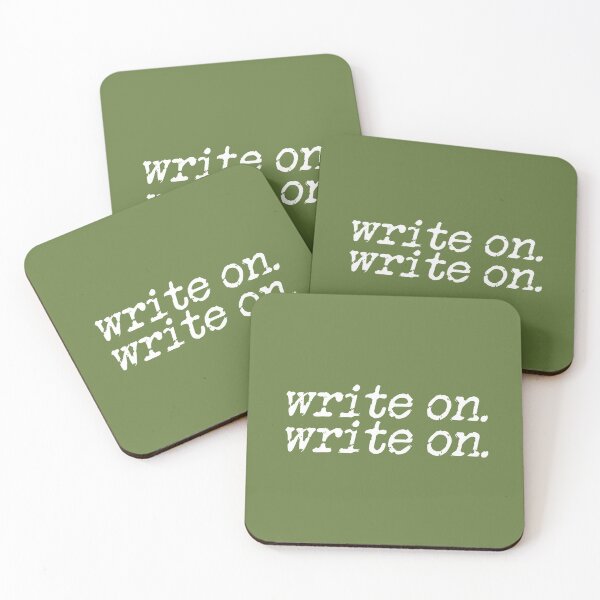 Item preview, write on. write on. in white on military green designed and sold by TeaRoseWriter.