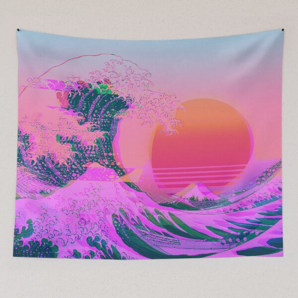 Item preview, Great Wave Off Kanagawa Color Glitch Retro designed and sold by ind3finite.