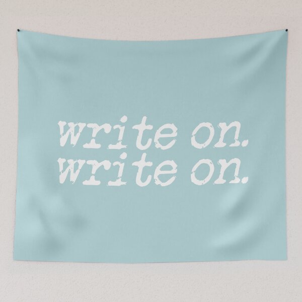 Item preview, write on. write on. in white on sea green designed and sold by TeaRoseWriter.