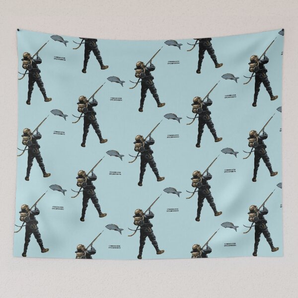Item preview, Buzo de pesca submarina vintage con casco de buceo designed and sold by urmaddad.