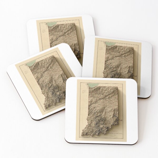 Item preview, 1886 Indiana Relief Map 3D digitally-rendered designed and sold by ThinkAboutMaps.