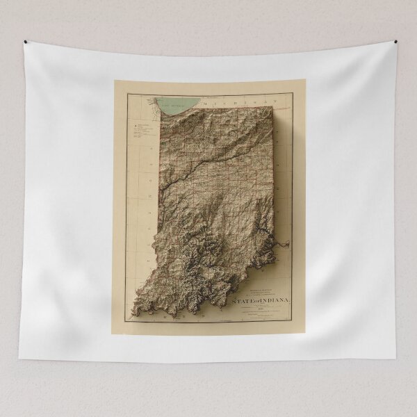 Item preview, 1886 Indiana Relief Map 3D digitally-rendered designed and sold by ThinkAboutMaps.
