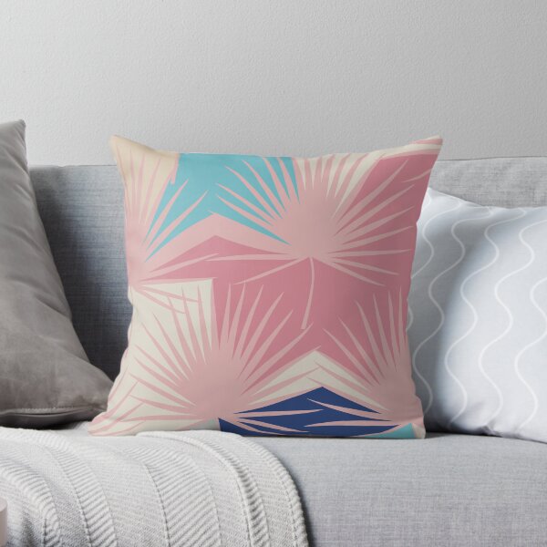 Block colour abstract leaves - Miami Jewel Throw Pillow