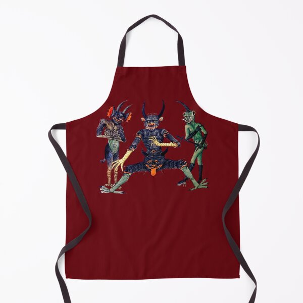 Aperçu de l'œuvre Représentation médiévale tardive de Satan et de deux assistants démoniaques (sur fond rouge foncé) créée et vendue par DotorEaon.