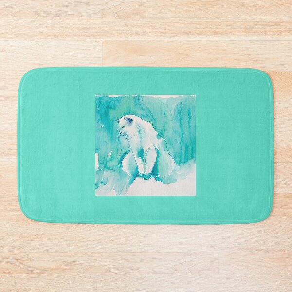 Item preview, Watercolor kawaii white blue green cat designed and sold by Fabiana Arantes.